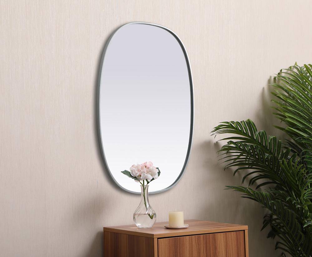 Elegant Furniture & Lighting - Brynn Metal Frame Oval Mirror 30x40 Inch in Silver - MR2B3040SIL veiw 5