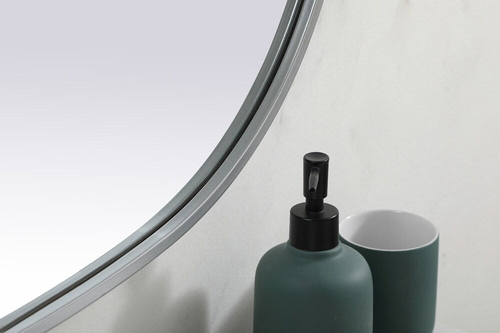 Elegant Furniture & Lighting - Brynn Metal Frame Oval Mirror 30x40 Inch in Silver - MR2B3040SIL veiw 7