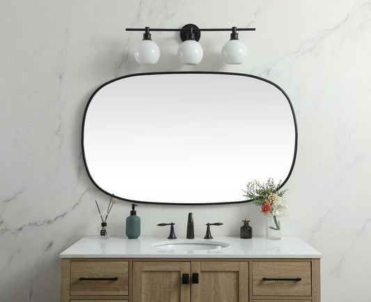 Elegant Furniture & Lighting - Brynn Metal Frame Oval Mirror 30x48 Inch in Black - MR2B3048BLK veiw 2