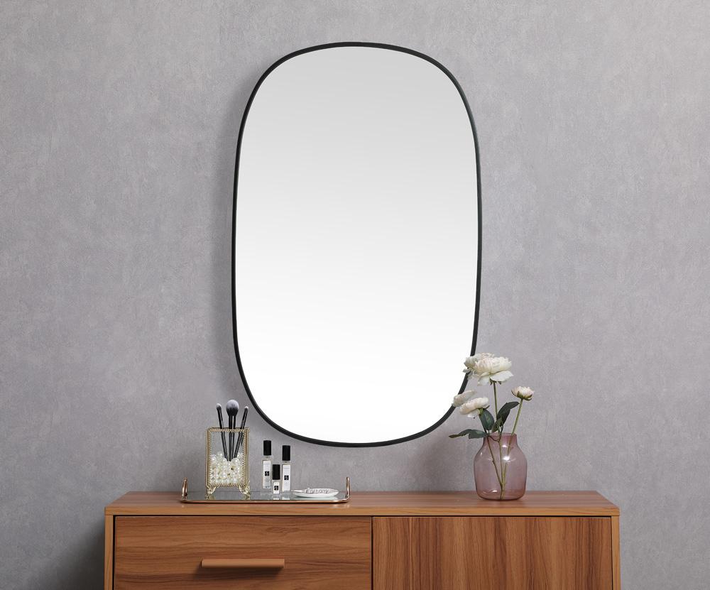 Elegant Furniture & Lighting - Brynn Metal Frame Oval Mirror 30x48 Inch in Black - MR2B3048BLK veiw 4