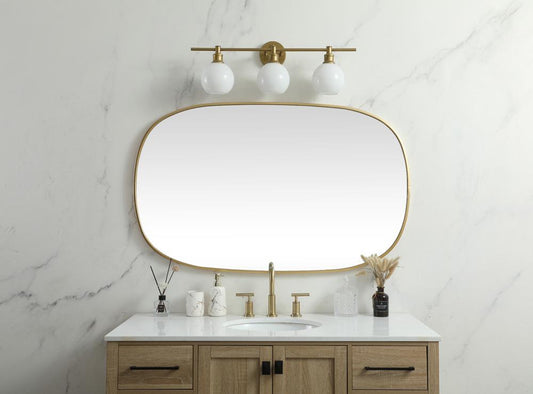 Elegant Furniture & Lighting - Brynn Metal Frame Oval Mirror 30x48 Inch in Brass - MR2B3048BRS veiw 2
