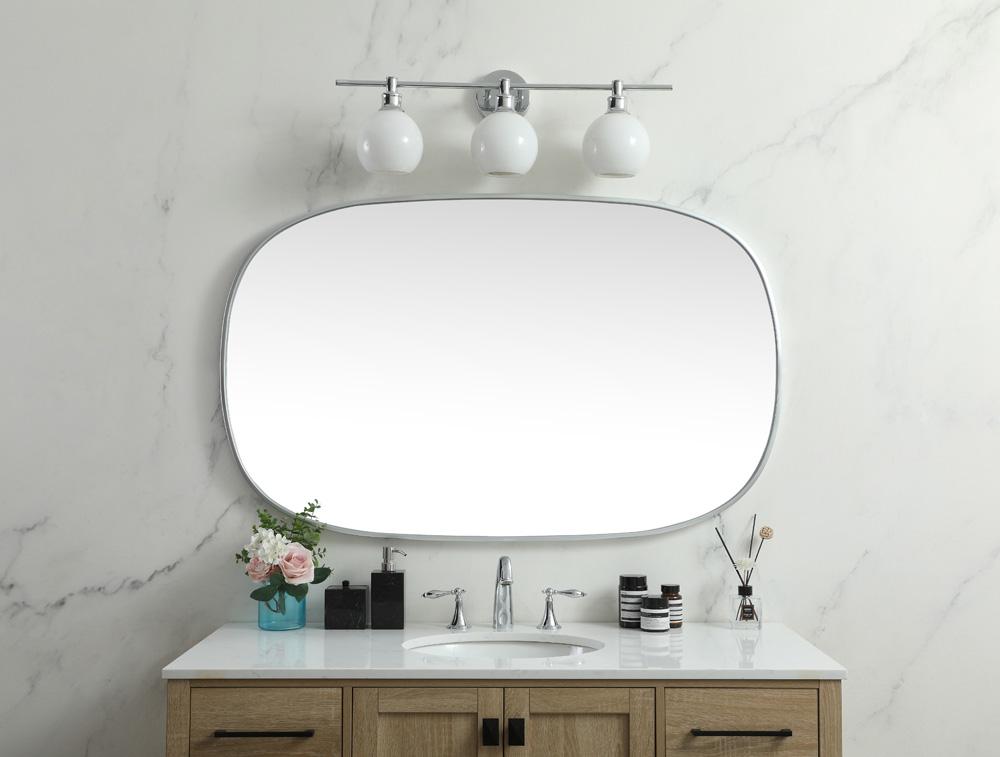 Elegant Furniture & Lighting - Brynn Metal Frame Oval Mirror 30x48 Inch in Silver - MR2B3048SIL veiw 2