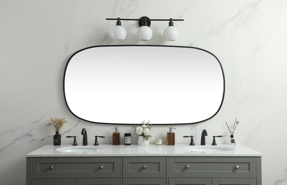 Elegant Furniture & Lighting - Brynn Metal Frame Oval Mirror 30x60 Inch in Black - MR2B3060BLK veiw 2