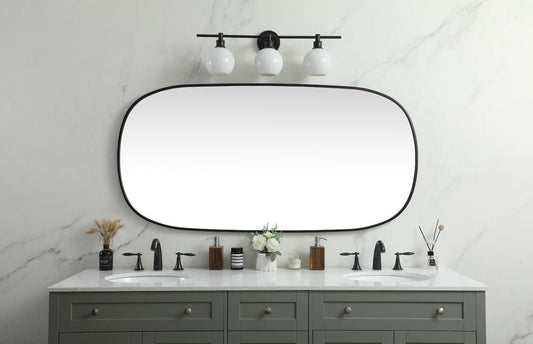 Elegant Furniture & Lighting - Brynn Metal Frame Oval Mirror 30x60 Inch in Black - MR2B3060BLK veiw 2