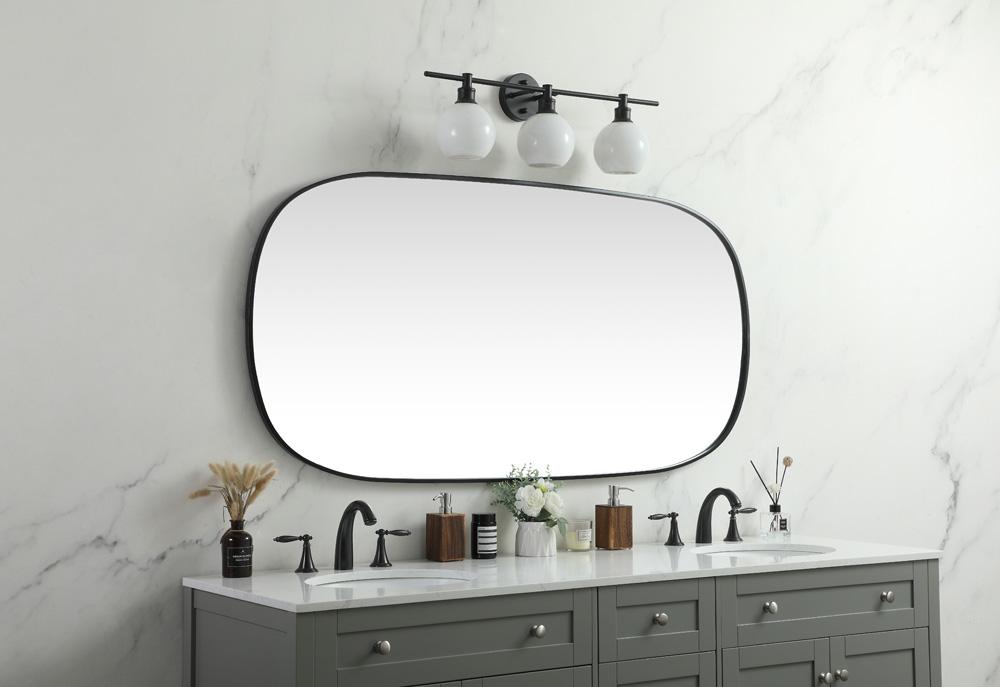 Elegant Furniture & Lighting - Brynn Metal Frame Oval Mirror 30x60 Inch in Black - MR2B3060BLK veiw 3