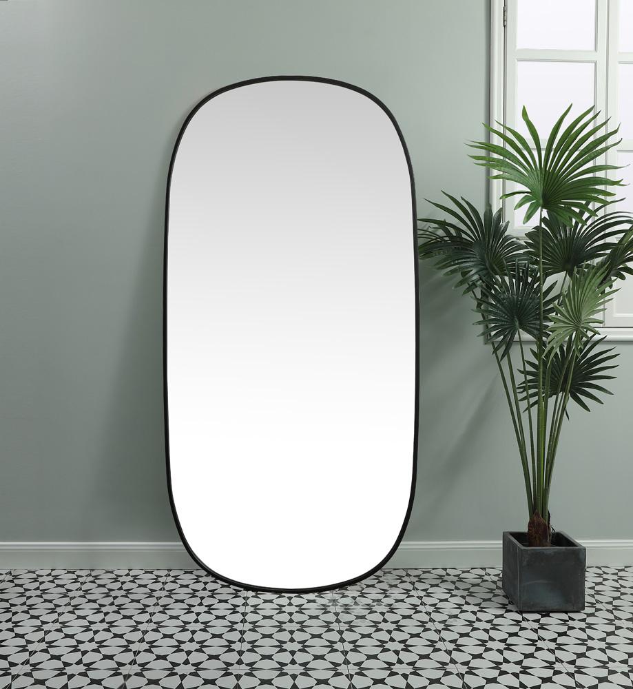 Elegant Furniture & Lighting - Brynn Metal Frame Oval Mirror 30x60 Inch in Black - MR2B3060BLK veiw 4