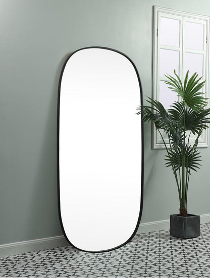 Elegant Furniture & Lighting - Brynn Metal Frame Oval Mirror 30x60 Inch in Black - MR2B3060BLK veiw 5
