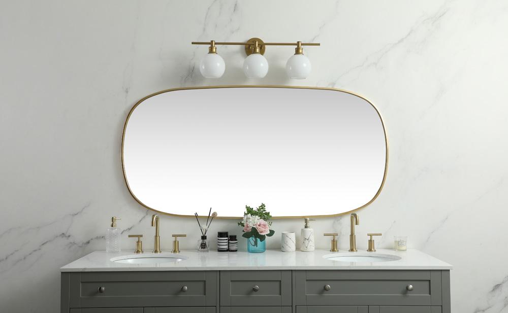 Elegant Furniture & Lighting - Brynn Metal Frame Oval Mirror 30x60 Inch in Brass - MR2B3060BRS veiw 2