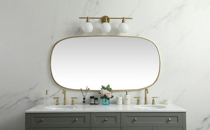 Elegant Furniture & Lighting - Brynn Metal Frame Oval Mirror 30x60 Inch in Brass - MR2B3060BRS veiw 2