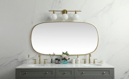 Elegant Furniture & Lighting - Brynn Metal Frame Oval Mirror 30x60 Inch in Brass - MR2B3060BRS veiw 2