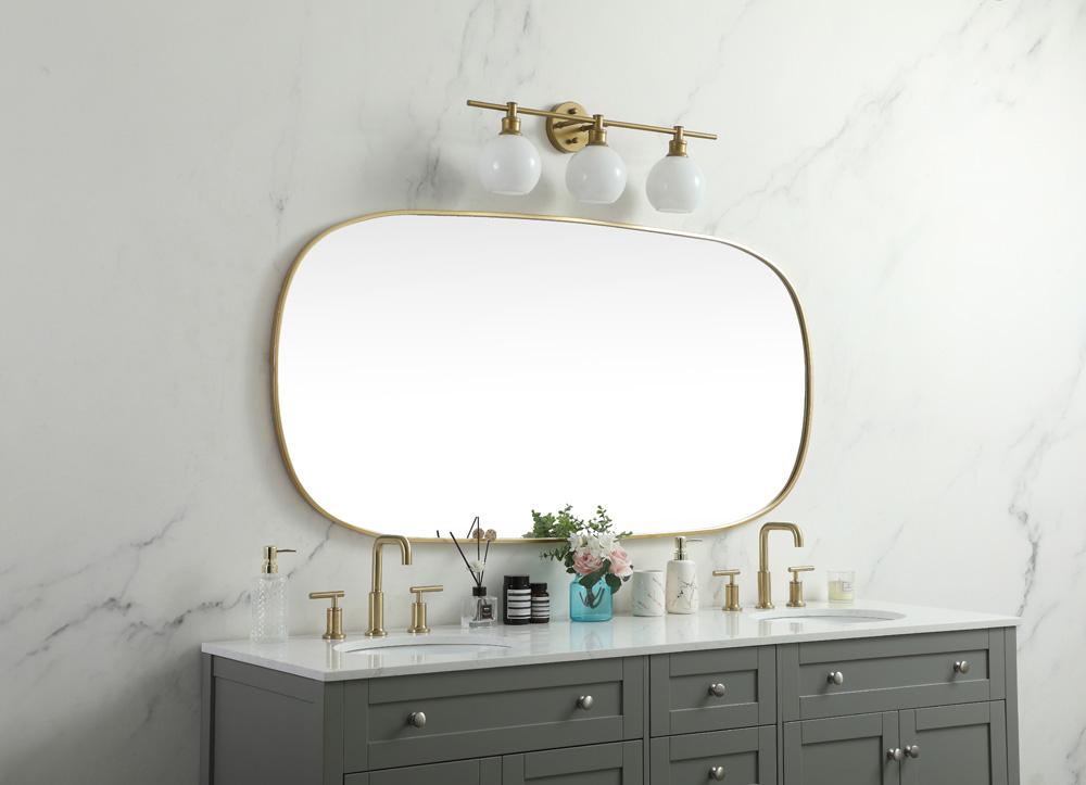 Elegant Furniture & Lighting - Brynn Metal Frame Oval Mirror 30x60 Inch in Brass - MR2B3060BRS veiw 3