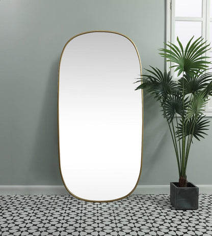 Elegant Furniture & Lighting - Brynn Metal Frame Oval Mirror 30x60 Inch in Brass - MR2B3060BRS veiw 4