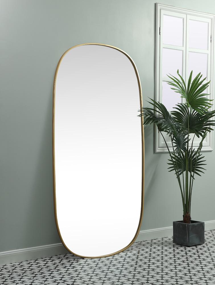 Elegant Furniture & Lighting - Brynn Metal Frame Oval Mirror 30x60 Inch in Brass - MR2B3060BRS veiw 5