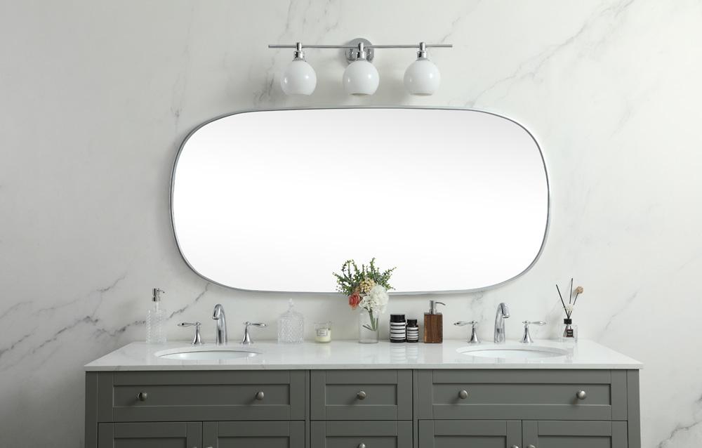 Elegant Furniture & Lighting - Brynn Metal Frame Oval Mirror 30x60 Inch in Silver - MR2B3060SIL veiw 2