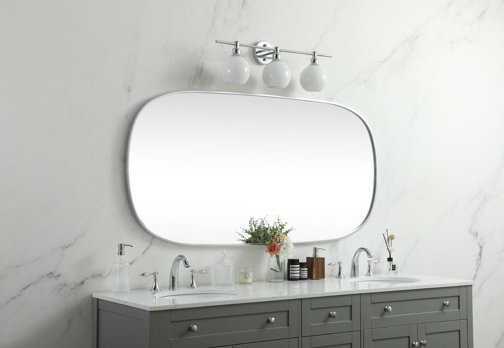 Elegant Furniture & Lighting - Brynn Metal Frame Oval Mirror 30x60 Inch in Silver - MR2B3060SIL veiw 3