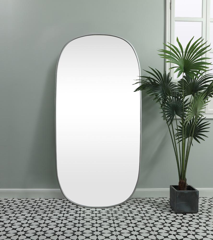 Elegant Furniture & Lighting - Brynn Metal Frame Oval Mirror 30x60 Inch in Silver - MR2B3060SIL veiw 4