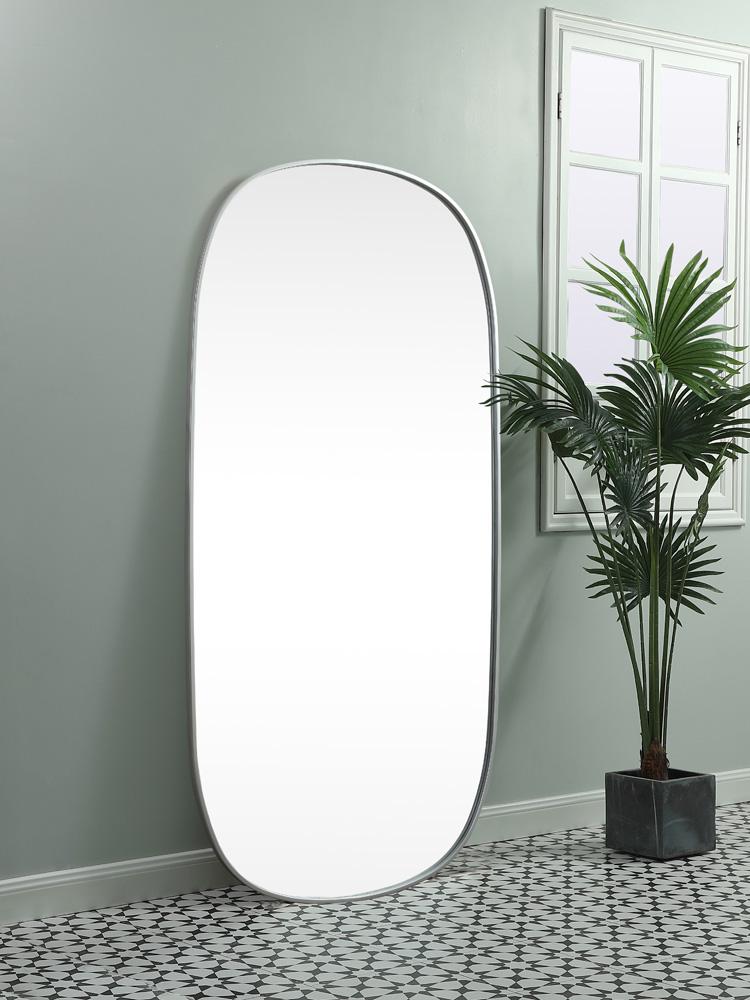 Elegant Furniture & Lighting - Brynn Metal Frame Oval Mirror 30x60 Inch in Silver - MR2B3060SIL veiw 5