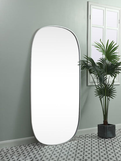 Elegant Furniture & Lighting - Brynn Metal Frame Oval Mirror 30x60 Inch in Silver - MR2B3060SIL veiw 5