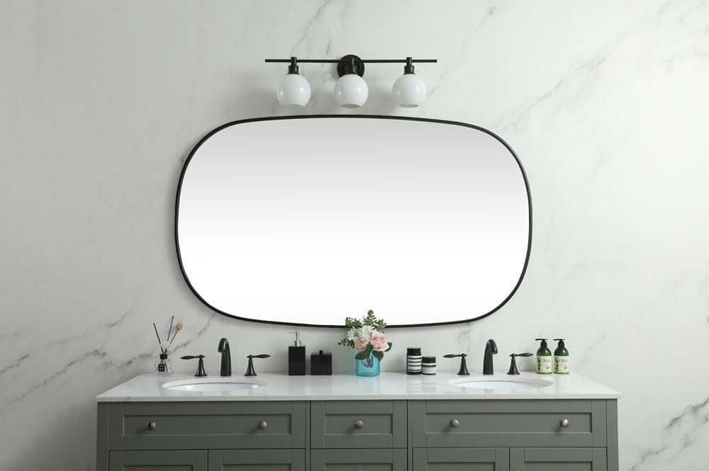 Elegant Furniture & Lighting - Brynn Metal Frame Oval Mirror 36x60 Inch in Black - MR2B3660BLK veiw 2