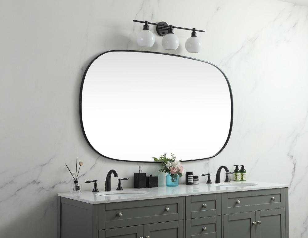 Elegant Furniture & Lighting - Brynn Metal Frame Oval Mirror 36x60 Inch in Black - MR2B3660BLK veiw 3