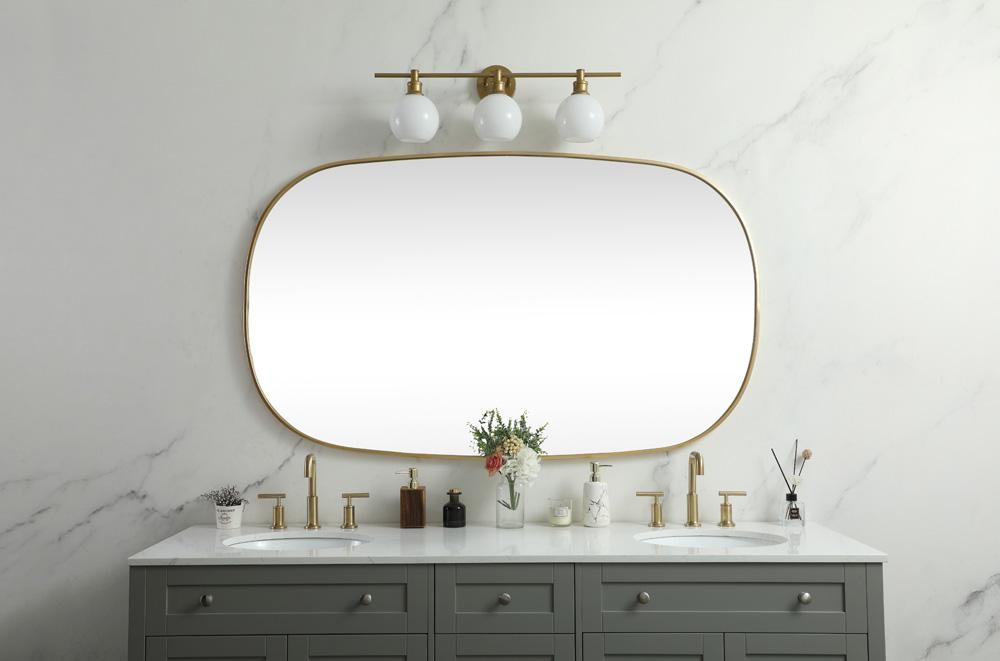 Elegant Furniture & Lighting - Brynn Metal Frame Oval Mirror 36x60 Inch in Brass - MR2B3660BRS veiw 2