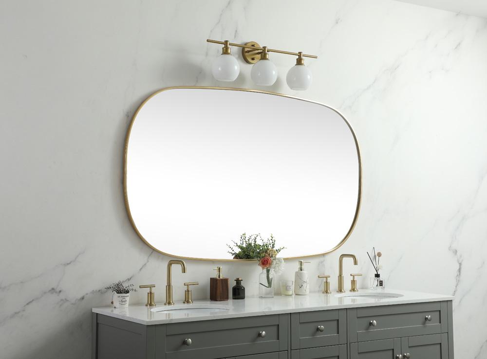 Elegant Furniture & Lighting - Brynn Metal Frame Oval Mirror 36x60 Inch in Brass - MR2B3660BRS veiw 3