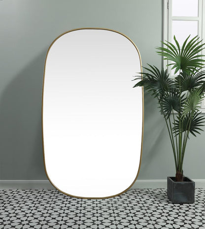 Elegant Furniture & Lighting - Brynn Metal Frame Oval Mirror 36x60 Inch in Brass - MR2B3660BRS veiw 4