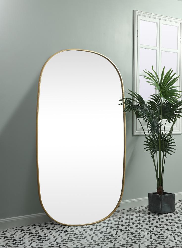 Elegant Furniture & Lighting - Brynn Metal Frame Oval Mirror 36x60 Inch in Brass - MR2B3660BRS veiw 5