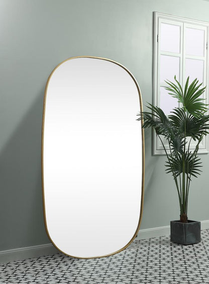 Elegant Furniture & Lighting - Brynn Metal Frame Oval Mirror 36x60 Inch in Brass - MR2B3660BRS veiw 5