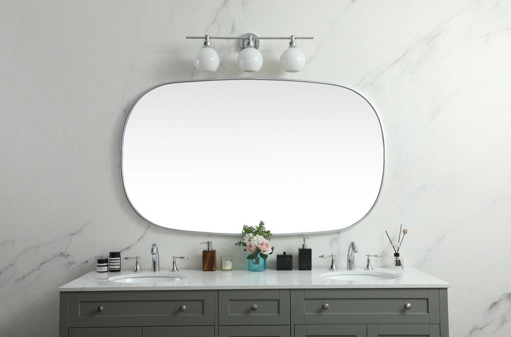 Elegant Furniture & Lighting - Brynn Metal Frame Oval Mirror 36x60 Inch in Silver - MR2B3660SIL veiw 2