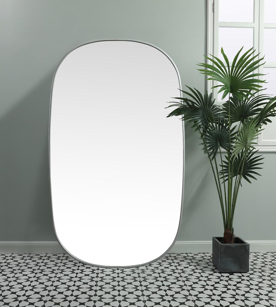 Elegant Furniture & Lighting - Brynn Metal Frame Oval Mirror 36x60 Inch in Silver - MR2B3660SIL veiw 4