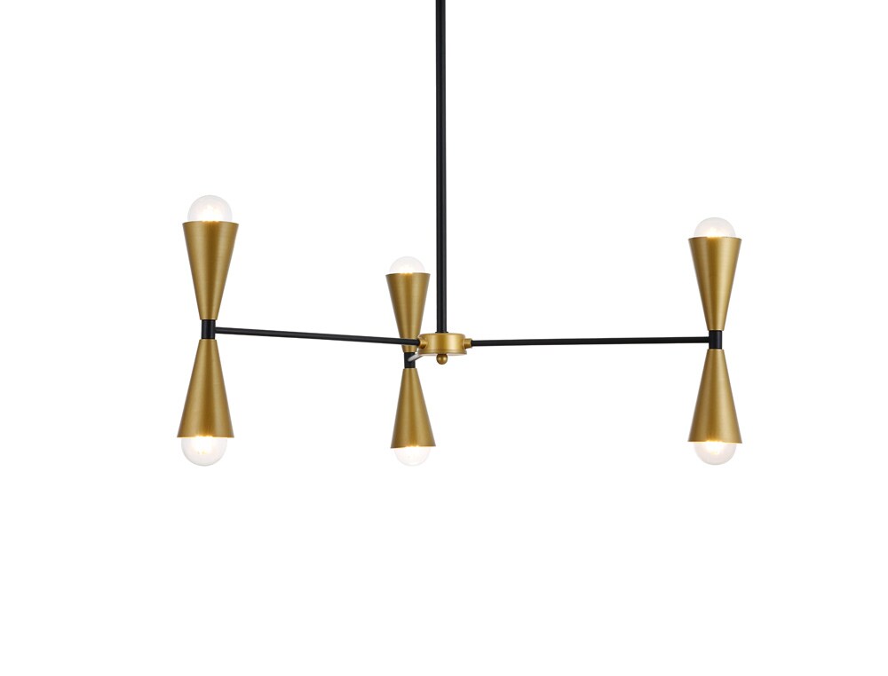 Elegant Furniture & Lighting - Cade 34 inch pendant in black and brass - LD650D34BRK veiw 1
