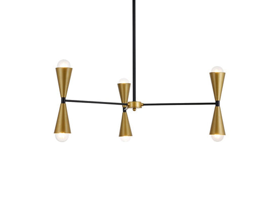 Elegant Furniture & Lighting - Cade 34 inch pendant in black and brass - LD650D34BRK veiw 1