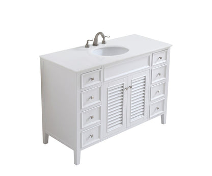Elegant Furniture & Lighting - Cape Cod 48 inch Single Bathroom vanity in White with ivory white engineered marble - VF-1041-VW veiw 1