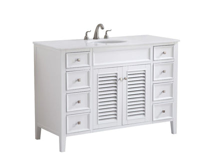 Elegant Furniture & Lighting - Cape Cod 48 inch Single Bathroom vanity in White with ivory white engineered marble - VF-1041-VW veiw 2