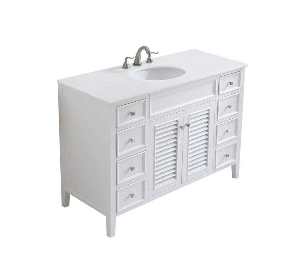 Elegant Furniture & Lighting - Cape Cod 48 inch Single Bathroom vanity in White with ivory white engineered marble - VF-1041-VW veiw 3