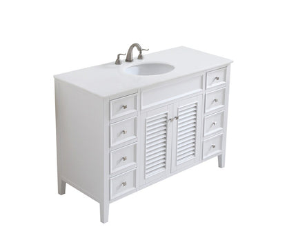 Elegant Furniture & Lighting - Cape Cod 48 inch Single Bathroom vanity in White with ivory white engineered marble - VF-1041-VW veiw 3