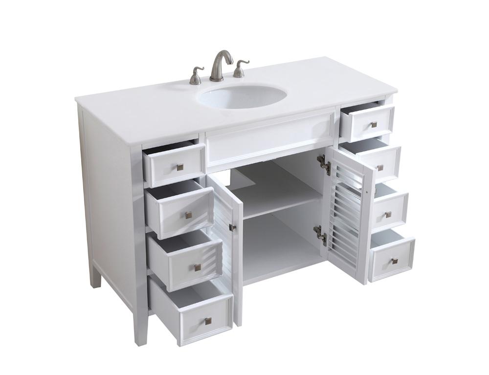 Elegant Furniture & Lighting - Cape Cod 48 inch Single Bathroom vanity in White with ivory white engineered marble - VF-1041-VW veiw 4