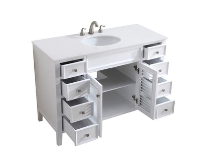 Elegant Furniture & Lighting - Cape Cod 48 inch Single Bathroom vanity in White with ivory white engineered marble - VF-1041-VW veiw 4
