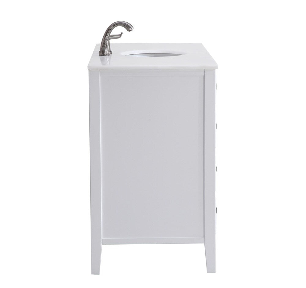 Elegant Furniture & Lighting - Cape Cod 48 inch Single Bathroom vanity in White with ivory white engineered marble - VF-1041-VW veiw 5