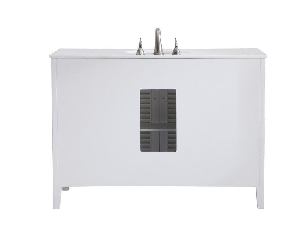 Elegant Furniture & Lighting - Cape Cod 48 inch Single Bathroom vanity in White with ivory white engineered marble - VF-1041-VW veiw 6