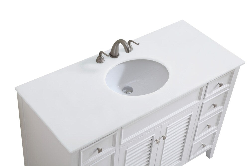 Elegant Furniture & Lighting - Cape Cod 48 inch Single Bathroom vanity in White with ivory white engineered marble - VF-1041-VW veiw 7
