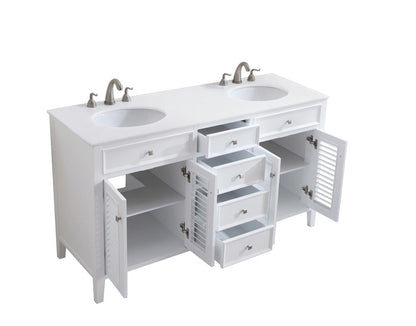 Elegant Furniture & Lighting - Cape Cod 60 inch Double Bathroom vanity in White with ivory white engineered marble - VF-1042-VW veiw 4