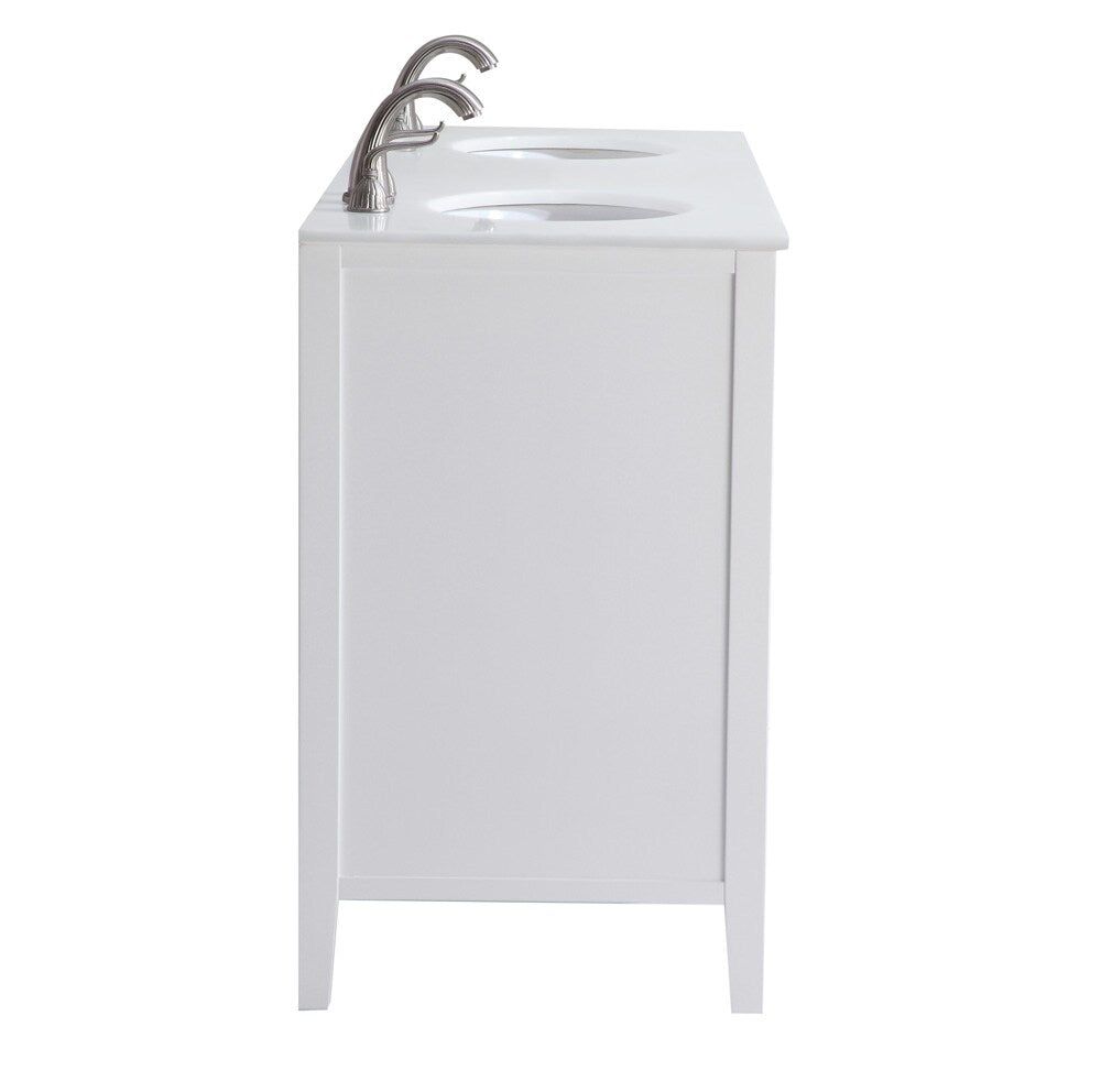 Elegant Furniture & Lighting - Cape Cod 60 inch Double Bathroom vanity in White with ivory white engineered marble - VF-1042-VW veiw 5