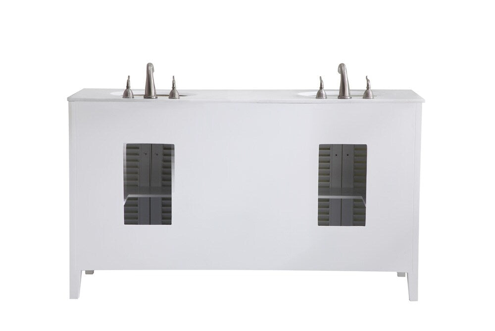 Elegant Furniture & Lighting - Cape Cod 60 inch Double Bathroom vanity in White with ivory white engineered marble - VF-1042-VW veiw 6