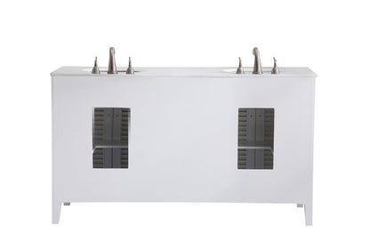 Elegant Furniture & Lighting - Cape Cod 60 inch Double Bathroom vanity in White with ivory white engineered marble - VF-1042-VW veiw 6