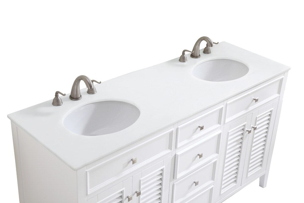Elegant Furniture & Lighting - Cape Cod 60 inch Double Bathroom vanity in White with ivory white engineered marble - VF-1042-VW veiw 7