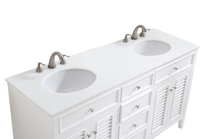 Elegant Furniture & Lighting - Cape Cod 60 inch Double Bathroom vanity in White with ivory white engineered marble - VF-1042-VW veiw 7