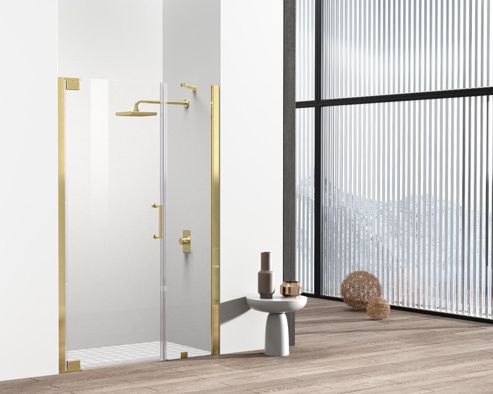 Elegant Furniture & Lighting - Carson Semi-frameless hinged shower door 48 x 72 Brushed Gold - SD404-4872BGD veiw 3