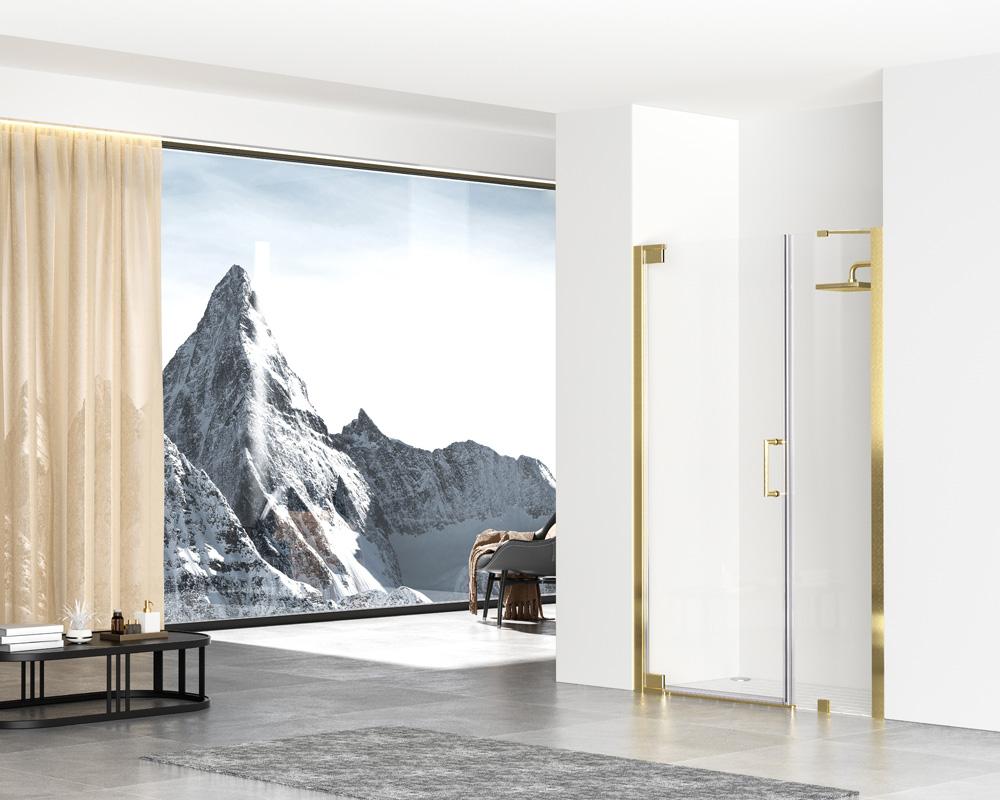Elegant Furniture & Lighting - Carson Semi-frameless hinged shower door 48 x 72 Brushed Gold - SD404-4872BGD veiw 4